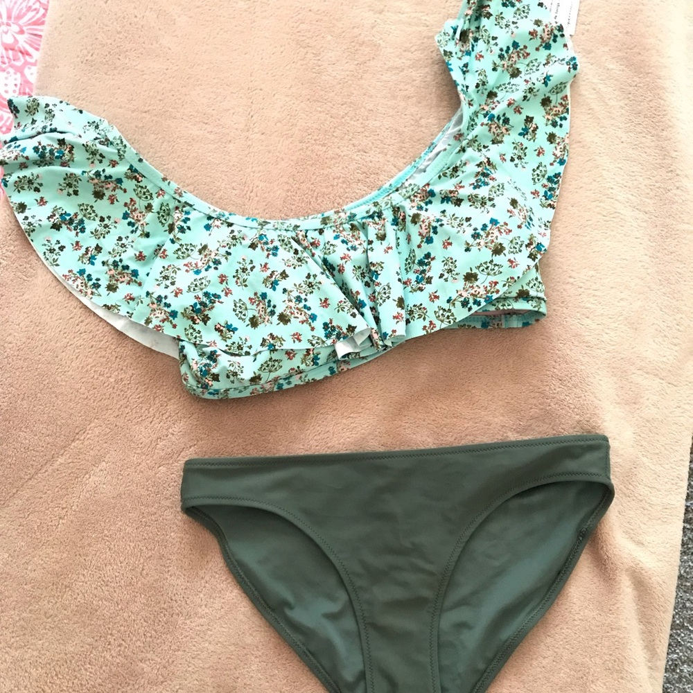 Splendid off the shoulder bandeau swim top
